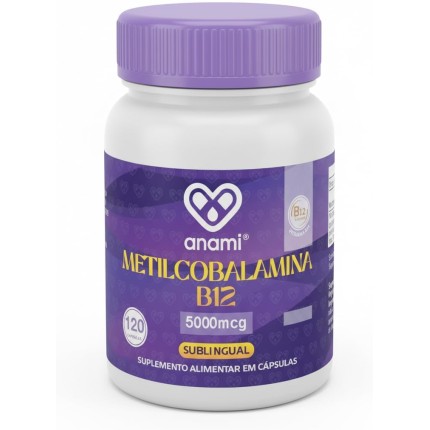 Metilcobalamina 5.000mcg – Vitamina B12 Ativa Sublingual – 120 Cápsulas | Absorção Rápida | Suplemento Alimentar