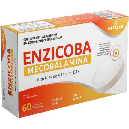 Metilcobalamina Sublingual 9,9mcg Vitmina B12 Pura Comprimido Mastigavel Sabor Cereja Alta Absorcao Dosagem Maxima Vegana Enzicoba 60 Comprimidos