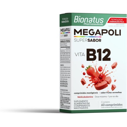 Metilcobalamina Vitamina B12 Bionatus Frutas Vermelhas Mastigável 60comp