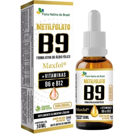 Metilfolato Maxfol (Vitaminas B9,B6,B12) 30ml - Flora Nativa (30ml, Frutas)