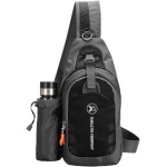 Mochila Transversal Masculina Pequena, Bolsa Transversal Masculina Preta à Prova D'água, Esportiva com Compartimento para Garrafa, Bolsa de Academia Pequena, Alça Única para Viagem e Treinos