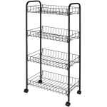 Mor - Fruteira com Rodas 4 Andares Preta