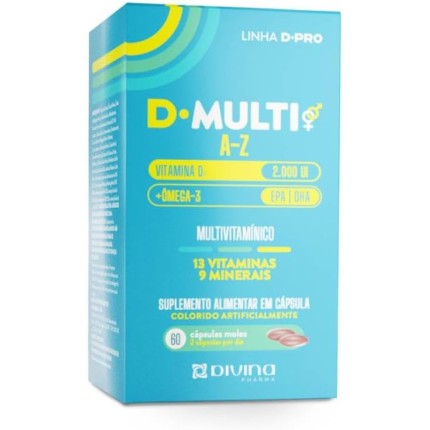 Multivitamínico 13 vitaminas, 9 minerais e Ômega-3 60 Cápsulas Softgel - D.Multi | D.Pro - Imunidade