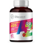Multivitamínico AZ Kids - Vitaminas A, D, E, K, C, B1, B2, B3, B5, B6, B7, B9, B12, Cálcio, Cromo, Ferro, Magnésio, Selênio e Zinco - Sabor Morango - 60 Cápsulas Mastigáveis