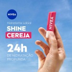NIVEA Hidratante Labial Cereja Shine 4,8g, Hidratação Intensa 24h, Cor Suave, Brilho Delicado, Cuidado Diário, Manteiga de Karité - Imagem 2