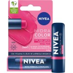 NIVEA Hidratante Labial Hidra Color 2 em 1 Rosa Pink 4,8g - Combina cor intensa e hidratação enriquecida com Manteiga de Karité, Óleo de Amêndoas orgânico e Vitamina E