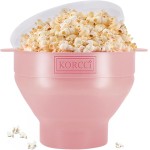 O pipoqueira de silicone original Korcci para micro-ondas, para micro-ondas, tigela dobrável para micro-ondas, sem necessidade de óleo, pode ser usada no micro-ondas, lavável na lava-louças (rosa)