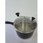 Panela Pipoqueira em Aluminio Tamanho Grande N° 20 Tampa de vidro Preto Craqueado - Imagem 2