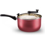 Panela de Pipoca pipoqueira com Tampa de Vidro, 3,6 Litros, Alumínio Antiaderente, Vermelha Cereja, 22cm