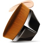 Pincel reto de maquiagem facial para base Endoto, alta densidade, hexágono, mágico, Kabuki, para misturar cosméticos líquidos, cremosos ou em pó de forma impecável, com estojo portátil