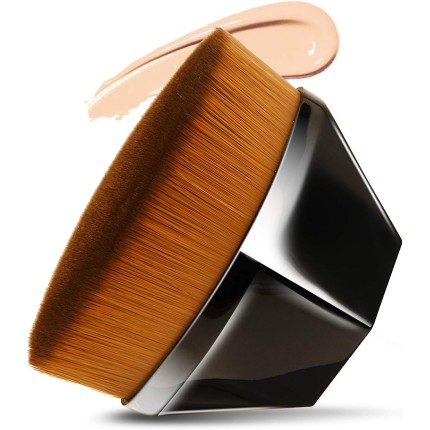 Pincel reto de maquiagem facial para base Endoto, alta densidade, hexágono, mágico, Kabuki, para misturar cosméticos líquidos, cremosos ou em pó de forma impecável, com estojo portátil