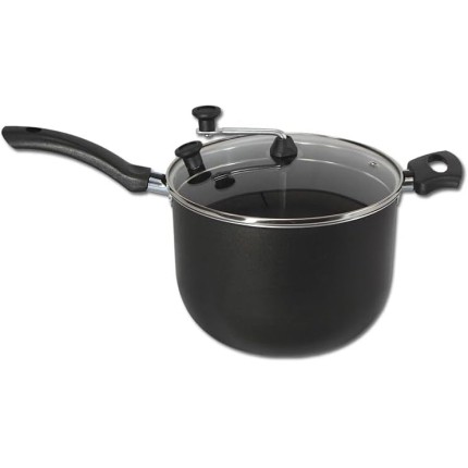 Pipoqueira Antiaderente Preta N20 4 Litros Tampa de Vidro