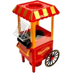 Pipoqueira Elétrica Máquina de Pipoca Retrô Vintage, Carrinho Decorativo em Vermelho e Dourado, Estilo Cinema Clássico Nostalgia Sem Óleo