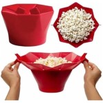 Pipoqueira de Silicone Retrátil para Micro-ondas, 19cm Diâmetro, Preparo sem Óleo, Dobrável 5,5cm