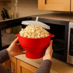 Pipoqueira de Silicone para Microondas Pipoca Dobrável Sem Óleo Com Tampa BPA Free Lavável Balde Antiaderente - AM IMPORT