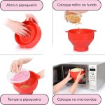 Pipoqueira de Silicone para Microondas Pipoca Dobrável Sem Óleo Com Tampa BPA Free Lavável Balde Antiaderente - AM IMPORT - Imagem 2