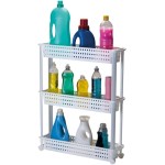 Prateleira Carrinho Multiuso com Rodizios Branco Tripla Arthi | Prateleira Organizador Multiuso | Design Clean e Moderno | Prateleira Plástica com Rodinhas | Fácil Montagem e Mobilidade
