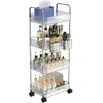 Prateleira Carrinho Organizador Multiuso de Acrílico 4 Andares Com Rodas