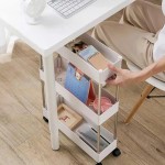 Prateleira Multiuso com 3 Andares, Cinza, Móvel com Rodízios, Organizador em Aço Inox e Plástico, Prateleira Multiuso com Rodinhas 3 Andares, Lavanderia, Quarto, Sala, Cozinha e Escritório