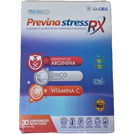 Previna Stress RX – Suplemento Alimentar de Vitaminas com Arginina, Zinco e Vitamina C