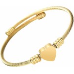 Pulseira Dourada Ajustável Estilo Coração em Aço Inox 316 Para Presente Bracelete Feminino Elegante e Moderno