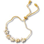 Pulseira Feminina Regulável com Zircônias - Kalanchoê + Bolsa de Veludo
