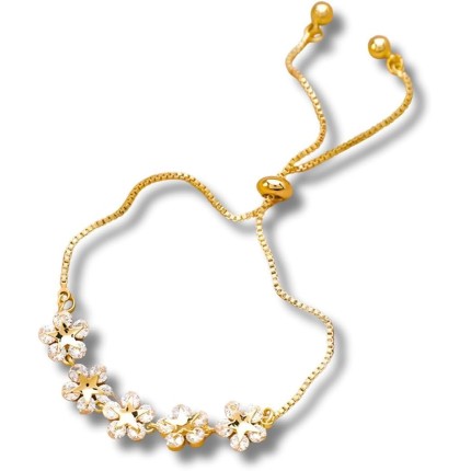Pulseira Feminina Regulável com Zircônias - Kalanchoê + Bolsa de Veludo