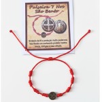 Pulseira Kabbalah 7 Nós São Bento, Cordão Vermelho com Medalha Religiosa, Proteção Espiritual, Ajustável - Imagem 2
