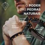 Pulseira Masculina "Elegant Man" 2 em 1 Couro e Pedras Naturais Olho de Tigre e Ônix Preto – Fecho Magnético em Aço Inoxidável 316L – Estilo Clássico e Moderno – Acompanha Bolsa de Veludo - Imagem 2