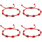 Pulseira Vermelha kit c 4 pulseiras da Sorte 7 Nós | Amuleto da Kabbalah | Proteção contra o Mau-Olhado | Prosperidade | Ajustável |Unissex