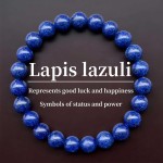 Pulseira para mulheres e homens, contas de lápis-lazúli, feita à mão, pedra natural, pedra preciosa, elástica, para ioga, reiki, espiritual, traz sorte, joias, presentes, 8 mm - Imagem 2