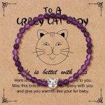 Pulseiras de cura presente de Natal para mulheres natureza pedra gato frisado stretch 4 mm cristal de cura inspirador gato louco presentes para amantes de gatos