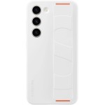SAMSUNG Capa para celular Galaxy S23 com aderência de silicone, capa protetora com textura suave e sedosa, alça destacável, versão dos EUA, EF-GS911TWEGUS, branca