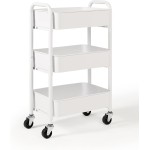 SunnyPoint Organizador compacto de armazenamento de metal compacto de 3 camadas - Carrinho utilitário móvel para cozinha/embaixo da mesa com rodas giratórias - WHT (39 cm x 26 cm x 27 polegadas) - Imagem 2