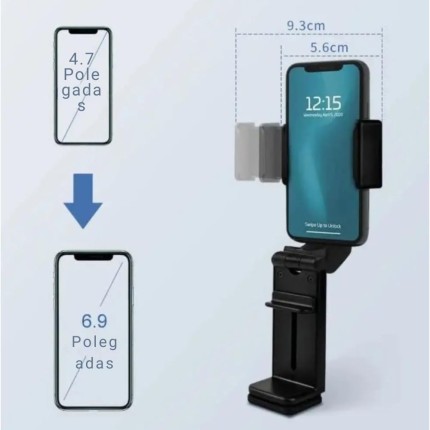 Suporte Celular Universal Rotativo 360°, Dobrável, para Carro, Mesa, Escritório, GPS, Videochamada, Compatível com iPhone, Samsung, Motorola, Xiaomi - 1 Geração
