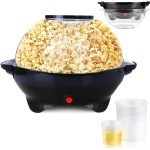 TLGREEN Máquina de pipoca de 6 litros, máquina de fazer pipoca Stir Crazy Popper, máquina elétrica de fazer pipoca de óleo quente, com placa antiaderente e haste de agitação, tampa grande para tigela