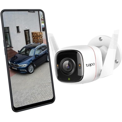 Tapo C320WS câmera de segurança externa 2K QHD visão noturna colorida detecção de movimento com IA IP65, áudio bidirecional MicroSD até 512Gb (não incluso) gravação em nuvem Alexa e Google App Tapo