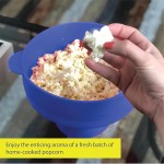 Tigela dobrável de silicone para fazer pipocas com tampa – Seguro para forno e micro-ondas para petiscos saudáveis, fácil de limpar - azul - Imagem 2