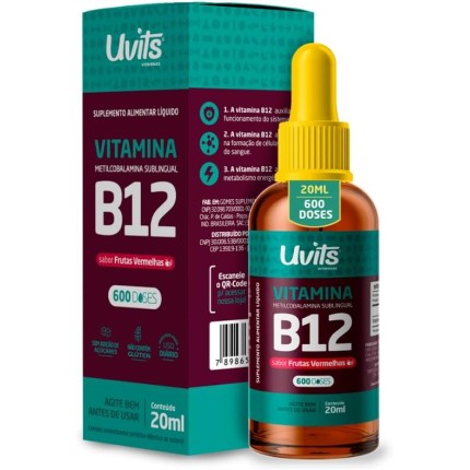 Vitamina B12 Em Gotas Metilcobalamina 20ml 600 Doses - Uvits