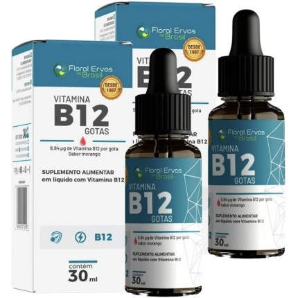 Vitamina B12 Gotas 30ml - Sabor Morango 2 Unidades