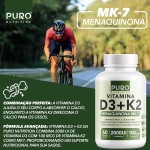 Vitamina D3 + K2 Puro Nutrition 2000 iu D3 com 100mcg de Vitamina K2 MK-7, 60 Cápsulas - Imagem 2