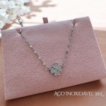 Pulseira em aço inox 316l Pingente Coração ou Trevo Cravejados Cor Prata Antialérgico - Imagem 7