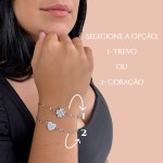 Pulseira em aço inox 316l Pingente Coração ou Trevo Cravejados Cor Prata Antialérgico - Imagem 8