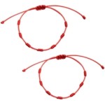 Pulseira Kabbalah 7 Nós Vermelha Original Casal Par Duas Unidades Pulseira Vermelha 7 nos, da sorte pulseira de casal ajustável de personalidade simples tecida à mão 2 vermelho - Imagem 4