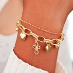 Pulseira Feminina "Faithful Love" com Berloques – Aço Inoxidável, Tamanho Ajustável, Acompanha Bolsa de Veludo - Imagem 4