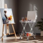 MUKAI Carrinho utilitário de acrílico com alça, carrinho de armazenamento multifuncional com rodas para escritório, sala de estar, cozinha, organizador de armazenamento móvel - Imagem 5