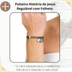 Pulseira História de Jesus Regulável Vida Passos Folheto - Imagem 2