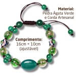 Pulseira "Health" em Ágata Verde – Amuleto de Proteção, Autoestima e Energia Positiva – Ajustável 16cm + 10cm – Corda Artesanal – Acompanha Bolsa de Veludo Santo Stilo - Imagem 3