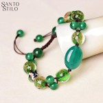 Pulseira "Health" em Ágata Verde – Amuleto de Proteção, Autoestima e Energia Positiva – Ajustável 16cm + 10cm – Corda Artesanal – Acompanha Bolsa de Veludo Santo Stilo - Imagem 7