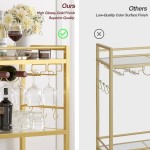 TUTOTAK Carrinho de bar, carrinho de servir bar doméstico com prateleira espelhada de 3 níveis, carrinho de bebidas, prateleira móvel de cozinha com rack de vinho, ouro BC01BB033 - Imagem 5